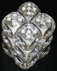 Dice Terninges 195 166   12 Stk    Sidet  D6  Translucent Clear   White