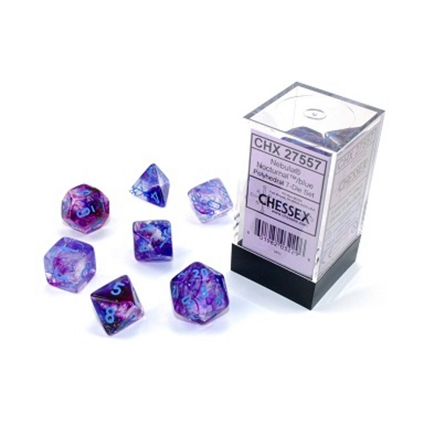 Dice Terninges 195 166     Terninger Nebula Polyhedral Luminary  Glow-in-the-dark : Nocturnal With Blue Chessex Lab