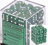 Dice Terninges 195 166   36 Stk    Sidet  D6  Opaque Green   White