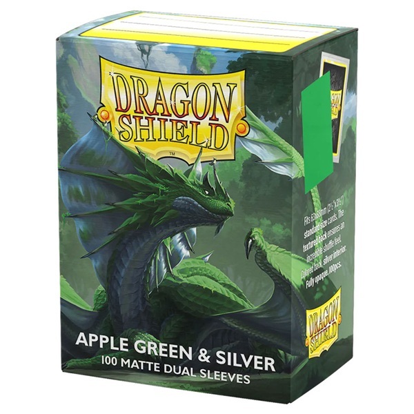 Dragon Shield Deck Protectors Matte Dual Sleeves: Apple Green   Silver 100 Lommer Dragonshield Sleeves  At-15073