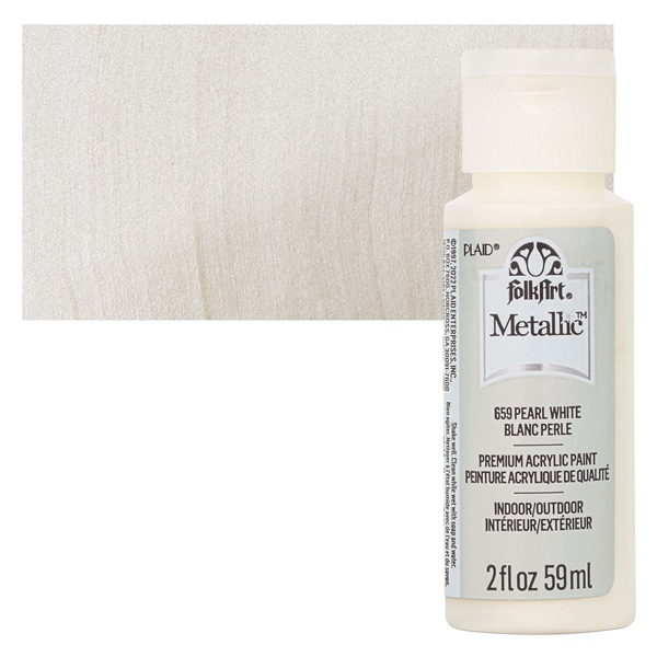 Folkart Metallic Acrylic Paint 659 Pearl White  59 Ml
