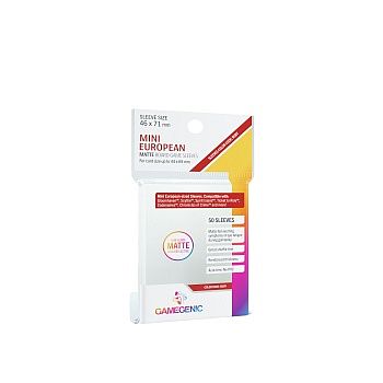 Gamegenic Matte Mini European-sized Boardgame Sleeves: 46   71 Mm Clear  Transparent   50 Kortlommer
