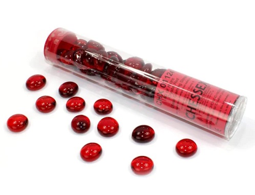 Gaming Counters Chessex: Red Glass Stones  Qty 40  In 14cm Tube