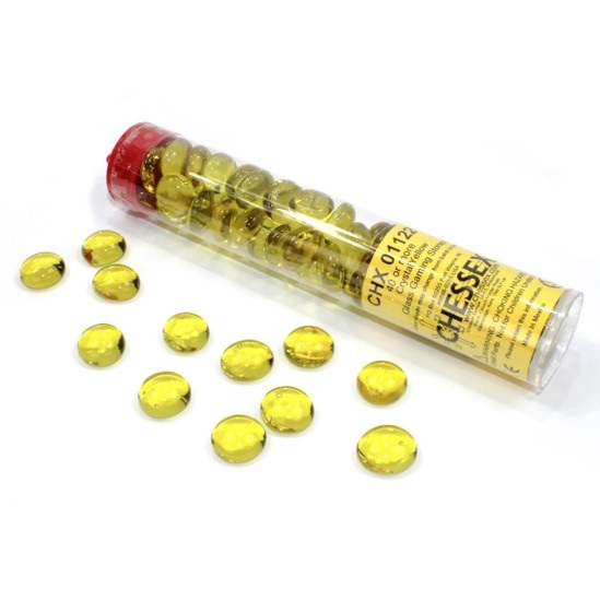Gaming Counters Chessex: Yellow Glass Stones  Qty 40  In 14cm Tube