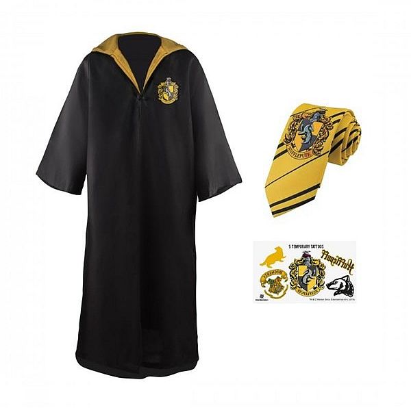 Harry Potter Budget Line Robe  Necktie    Tattoo Set Hufflepuff Size: Medium