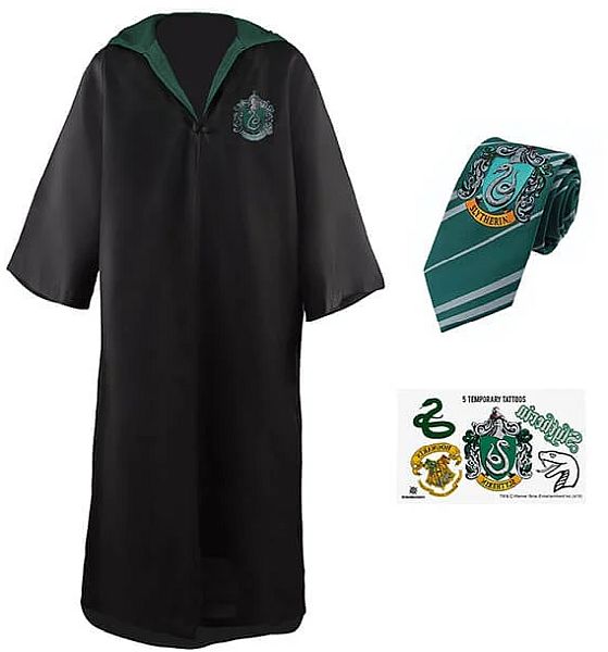 Harry Potter Budget Line Robe  Necktie    Tattoo Set Slytherin Size: Small