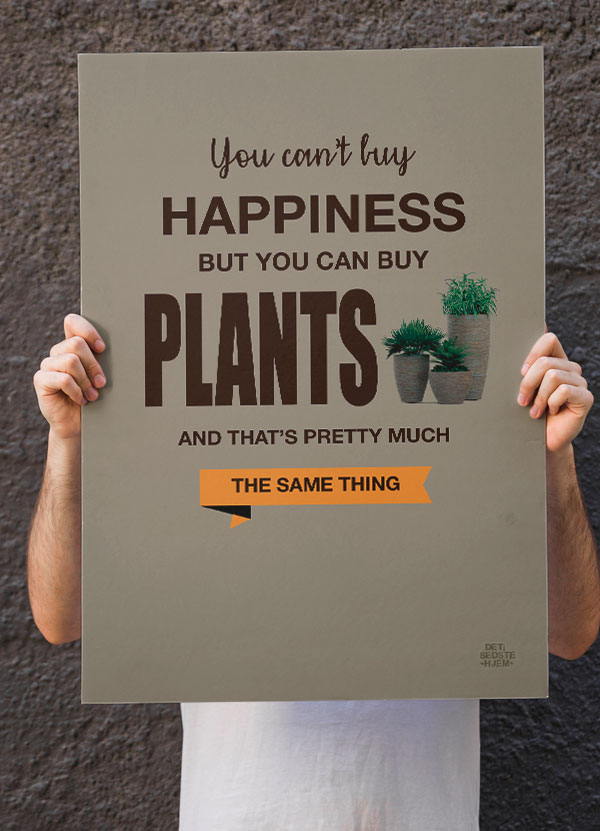Haveplakat Happiness 21   29    A4  Kr  199 -