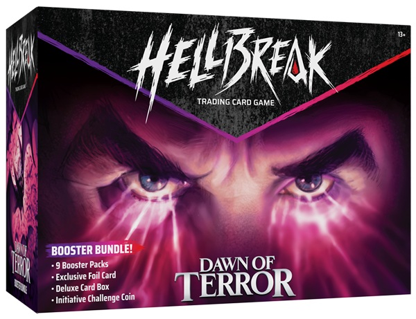 Hellbreak Tcg: Dawn Of Terror Collector   Bundle  Fat Pack    Play Boosters  Storage Box  Promokort  Collectible Initiative Coin