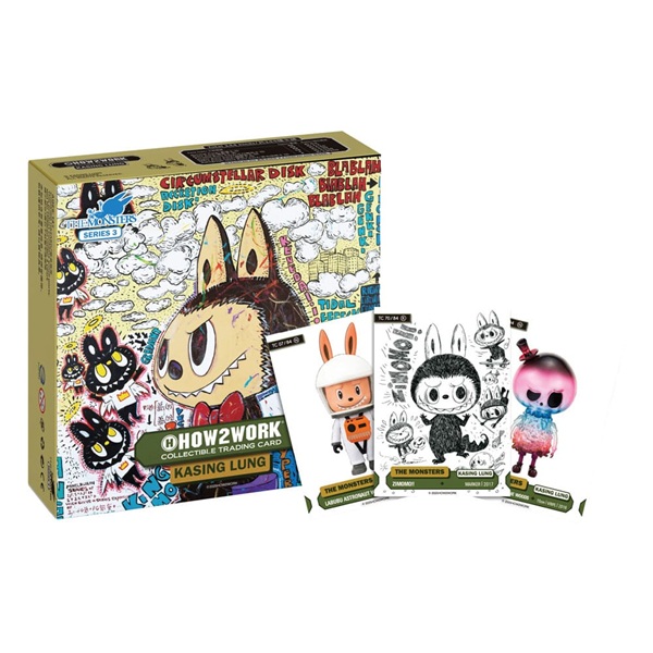 How2work Labubu: Collectible Chrome Trading Cards The Monsters Series   Booster Display  Box Med 10 Pakker