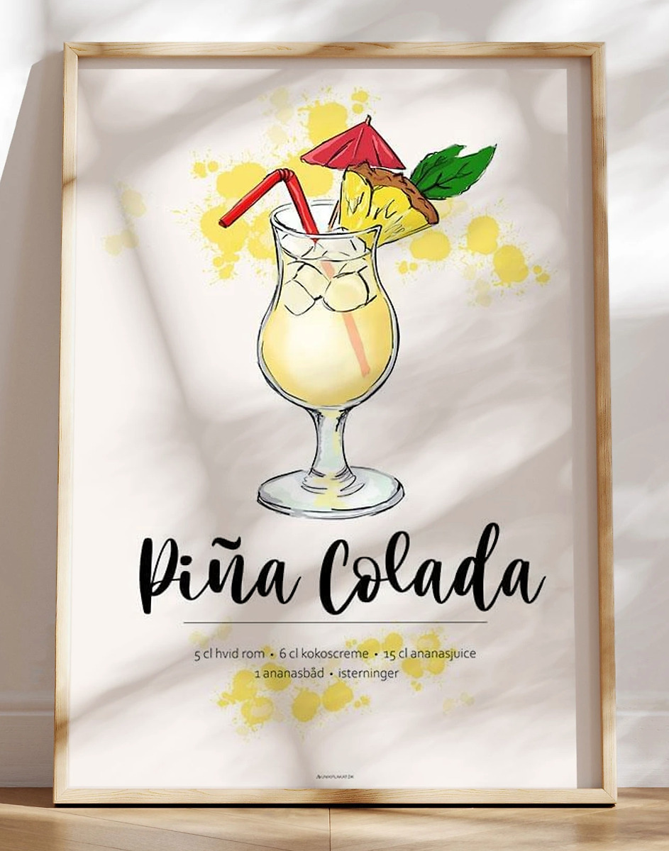 Piã   Colada Opskrift Plakat