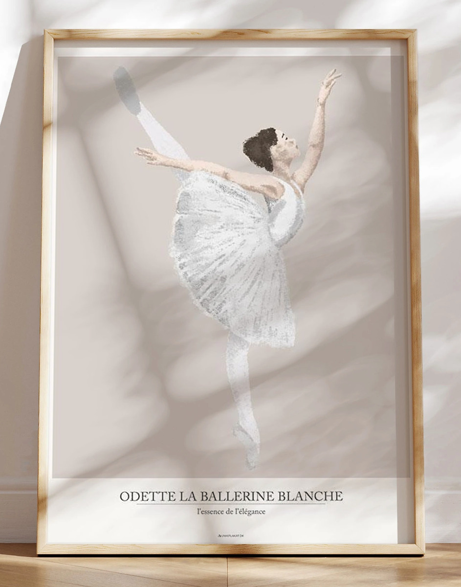 Plakat Med Kultegning Den Hvide Ballerina