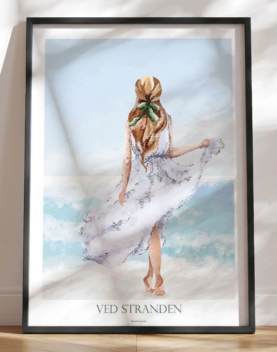 Plakat Med Kultegning Ved Stranden
