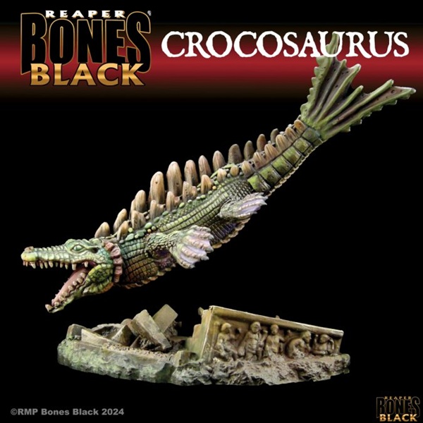 Reaper Bones Black: Crocosaurus  Crocodile-dragon  Plastic Miniature Deluxe Boxed Set
