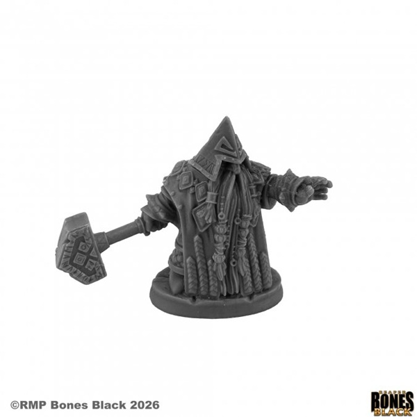 Reaper Bones Black: Grimm Grayrune  Dwarf Priest Plastic Miniature