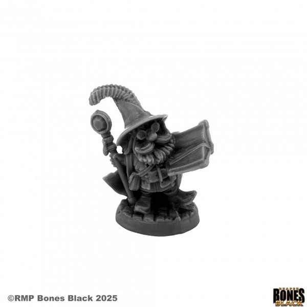Reaper Bones Black: Hegwick Bombino  Gnome Wizard Plastic Miniature