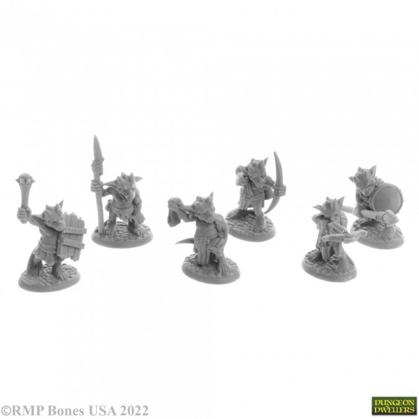Reaper Bones Usa Dungeon Dwellers: Ratpelt Kobold Warriors     Plastic Miniatures