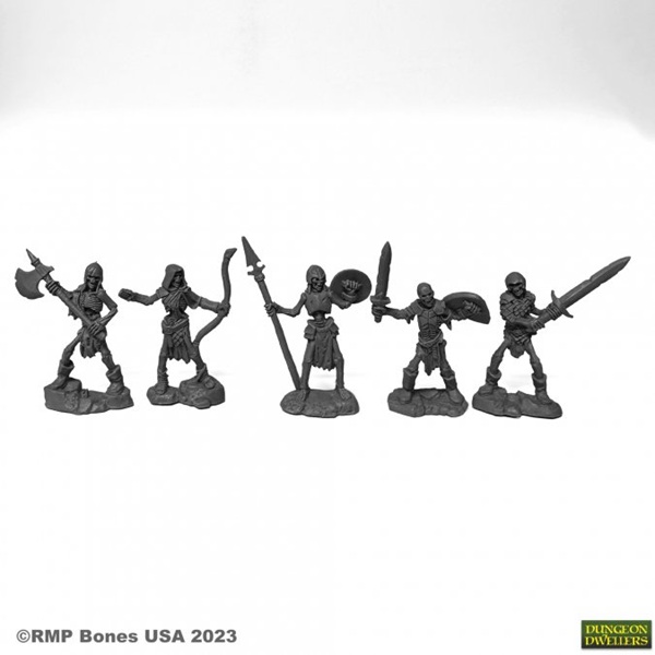 Reaper Bones Usa Dungeon Dwellers: Skeleton Guardians     Plastic Miniatures