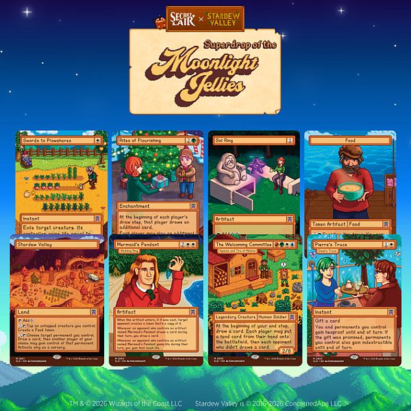 Secret Lair Drop Series  2026 : Superdrop Of The Moonlight Jellies: Secret Lair   Stardew Valley: Welcome To Stardew Valley  Regular
