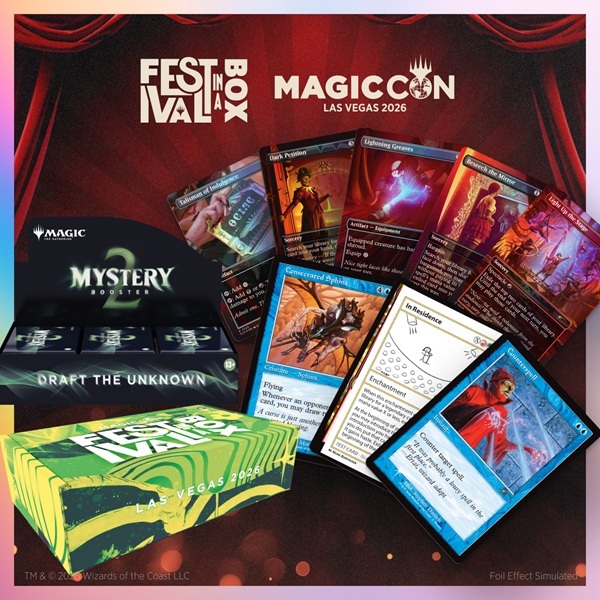 Secret Lair: Magiccon Festival In   Box: Las Vegas 2026  Mystery Booster   Box Display   Promos