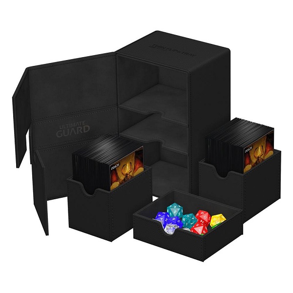 Ultimate Guard Twin Flip     Tray Deck Case  Deck Box  160  Standard Size Xenoskin Monocolor Black  Sort