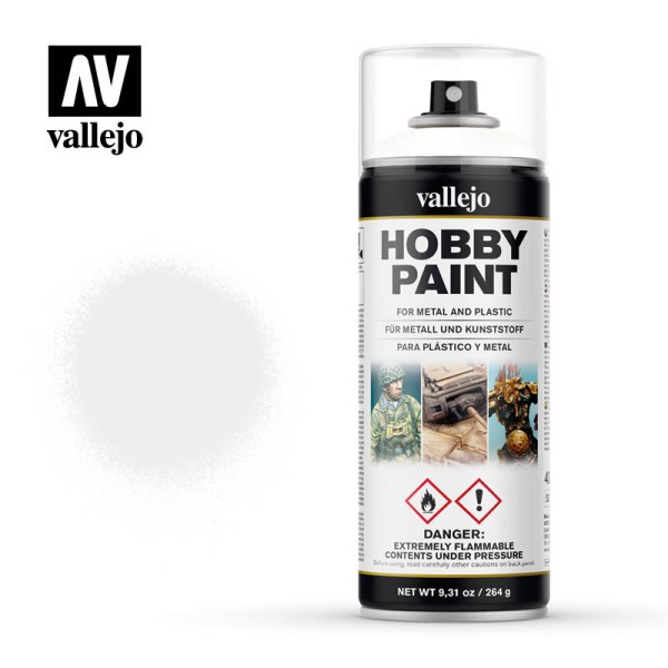 Vallejo Hobby Paint Primer Sprays: White 400ml