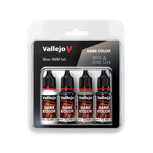 Vallejo Maling Game Color: Silver Nmm Color Set   Colors 18ml