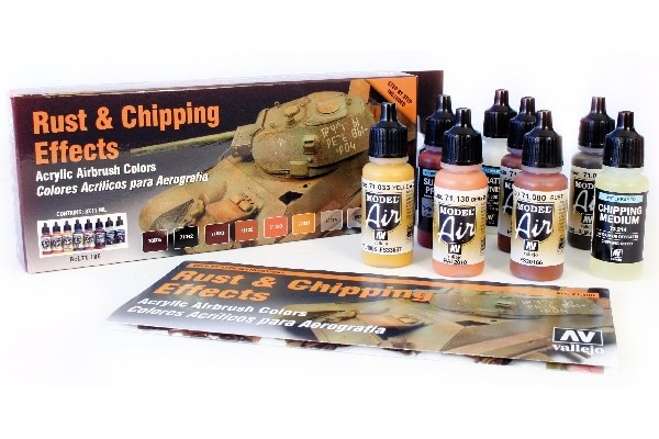 Vallejo Model Air: Paint Set  226 128 147  Rust   Chipping Effects    Colors