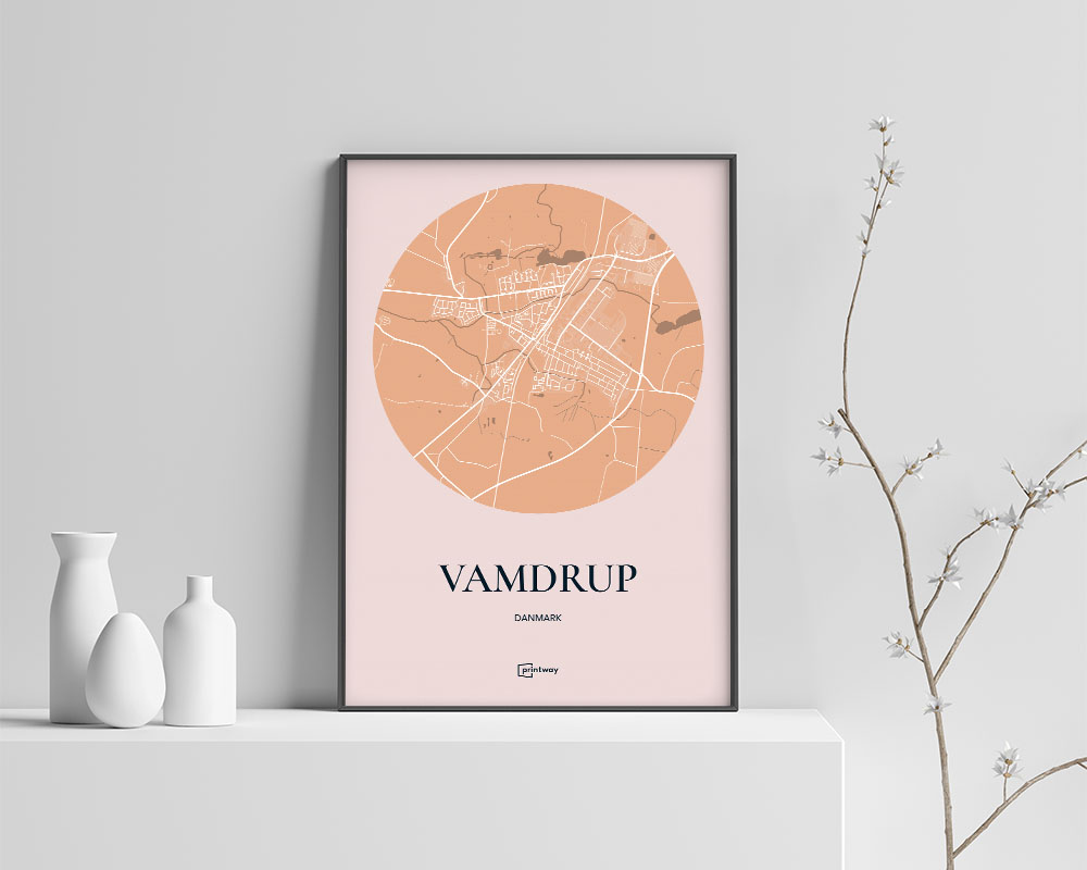 Vamdrup Plakaten Rundt Kort Guld 70 100 Cm  B1