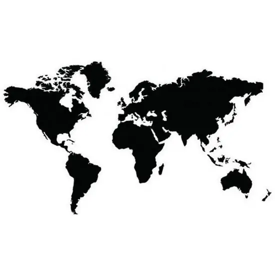 Verdenskort Wallsticker  105x60cm  Sort