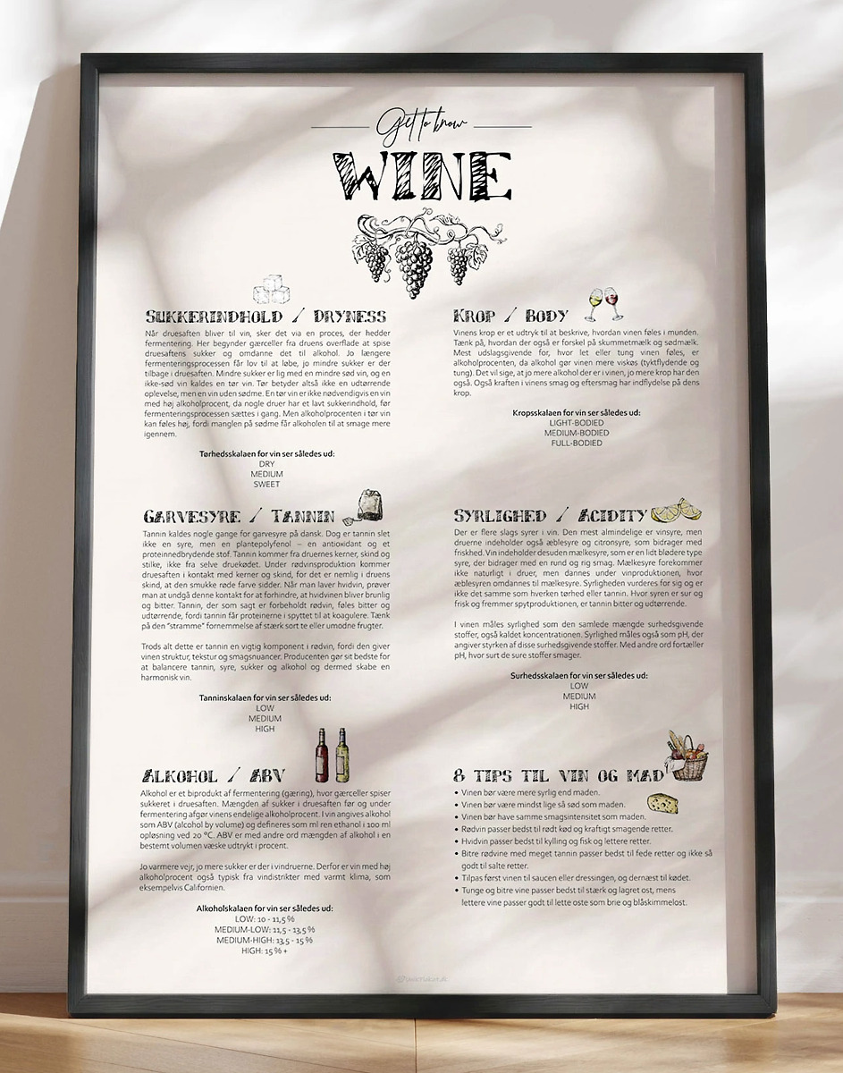 Vin Guide Plakat Lær Mere Om Vin Med En Smuk Vinguide